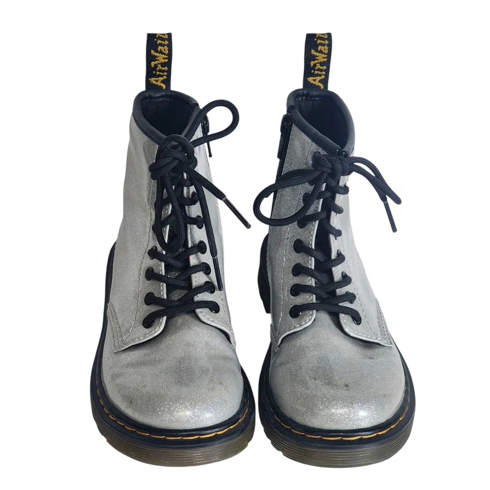 Dr. Martens 1460 Glitter Silver Sparkle Kids Combat Boots Size 13 US NJ004